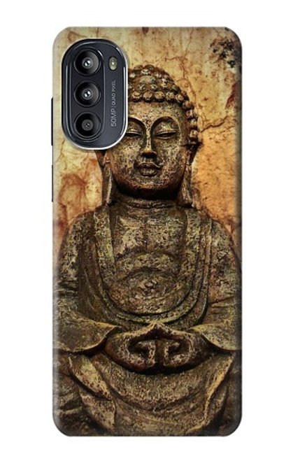 W0344 Buddha Rock Carving Hülle Schutzhülle Taschen und Leder Flip für Motorola Moto G52, G82 5G