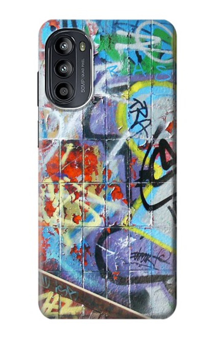 W0588 Wall Graffiti Hülle Schutzhülle Taschen und Leder Flip für Motorola Moto G52, G82 5G