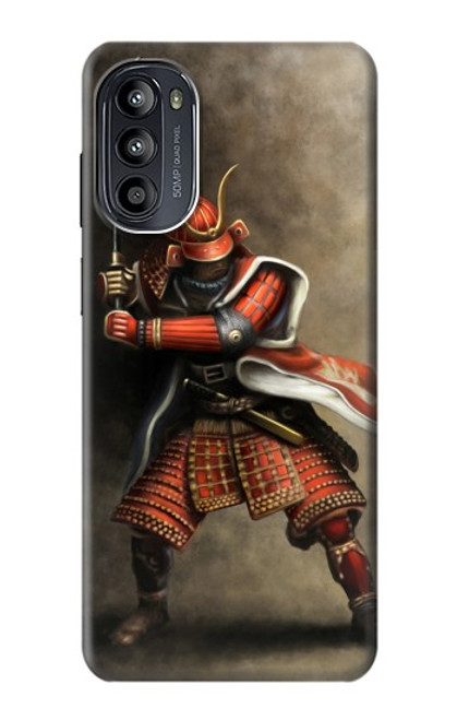 W0796 Japan Red Samurai Hülle Schutzhülle Taschen und Leder Flip für Motorola Moto G52, G82 5G