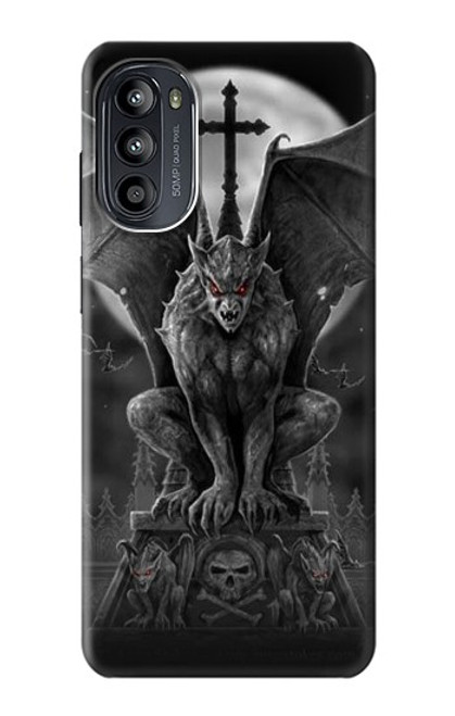 W0850 Gargoyle Devil Demon Hülle Schutzhülle Taschen und Leder Flip für Motorola Moto G52, G82 5G