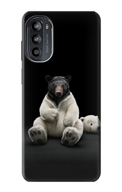 W0878 Black Bear Hülle Schutzhülle Taschen und Leder Flip für Motorola Moto G52, G82 5G