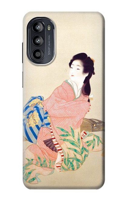W0889 Japan Art Kimono Hülle Schutzhülle Taschen und Leder Flip für Motorola Moto G52, G82 5G
