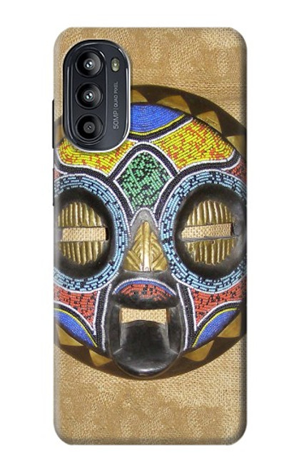 W0965 African Baluba Mask Hülle Schutzhülle Taschen und Leder Flip für Motorola Moto G52, G82 5G