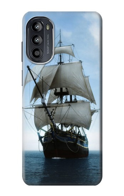 W1096 Sailing Ship in an Ocean Hülle Schutzhülle Taschen und Leder Flip für Motorola Moto G52, G82 5G