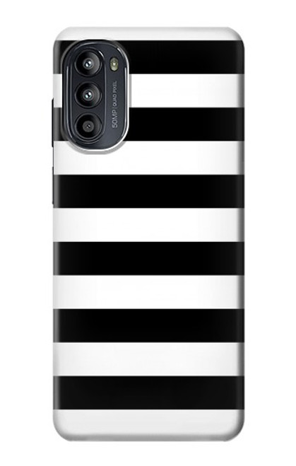 W1596 Black and White Striped Hülle Schutzhülle Taschen und Leder Flip für Motorola Moto G52, G82 5G