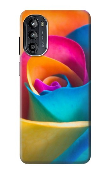 W1671 Rainbow Colorful Rose Hülle Schutzhülle Taschen und Leder Flip für Motorola Moto G52, G82 5G