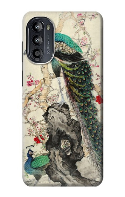 W2086 Peacock Painting Hülle Schutzhülle Taschen und Leder Flip für Motorola Moto G52, G82 5G