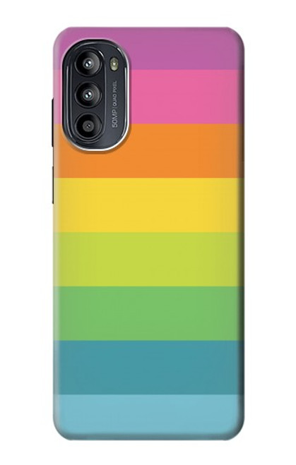 W2363 Rainbow Pattern Hülle Schutzhülle Taschen und Leder Flip für Motorola Moto G52, G82 5G