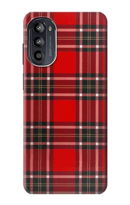 W2374 Tartan Red Pattern Hülle Schutzhülle Taschen und Leder Flip für Motorola Moto G52, G82 5G