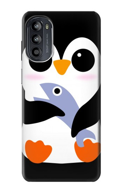 W2631 Cute Baby Penguin Hülle Schutzhülle Taschen und Leder Flip für Motorola Moto G52, G82 5G