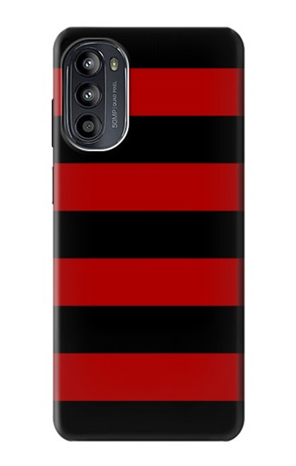 W2638 Black and Red Striped Hülle Schutzhülle Taschen und Leder Flip für Motorola Moto G52, G82 5G