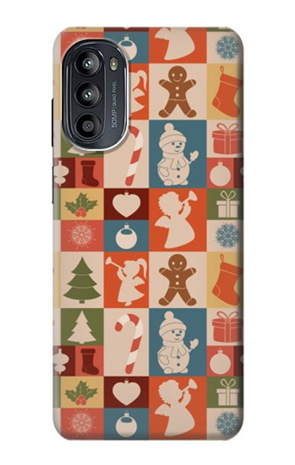 W2854 Cute Xmas Pattern Hülle Schutzhülle Taschen und Leder Flip für Motorola Moto G52, G82 5G