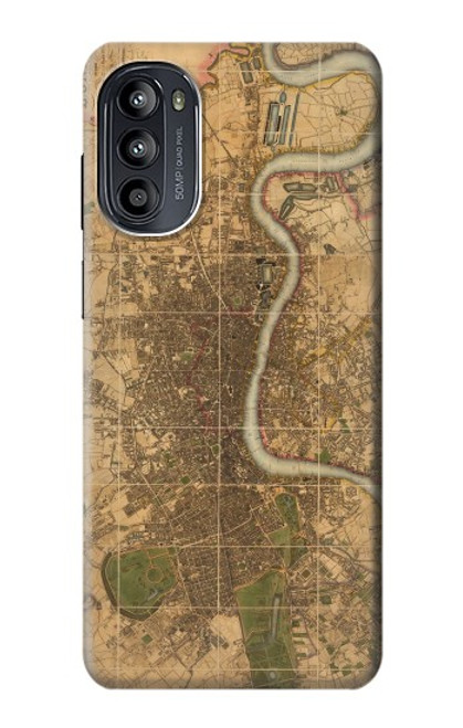 W3230 Vintage Map of London Hülle Schutzhülle Taschen und Leder Flip für Motorola Moto G52, G82 5G