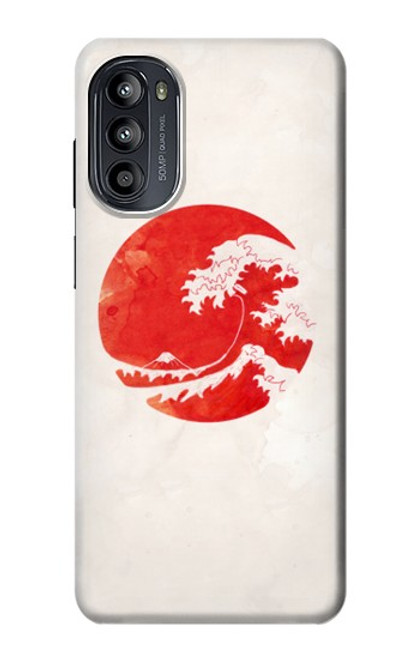 W3237 Waves Japan Flag Hülle Schutzhülle Taschen und Leder Flip für Motorola Moto G52, G82 5G