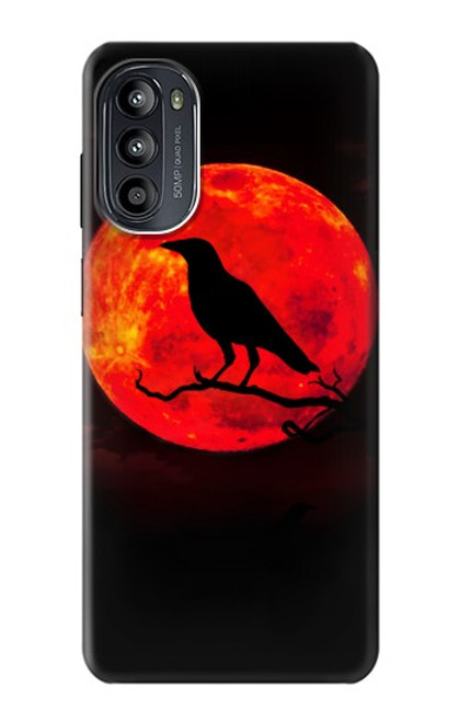 W3328 Crow Red Moon Hülle Schutzhülle Taschen und Leder Flip für Motorola Moto G52, G82 5G