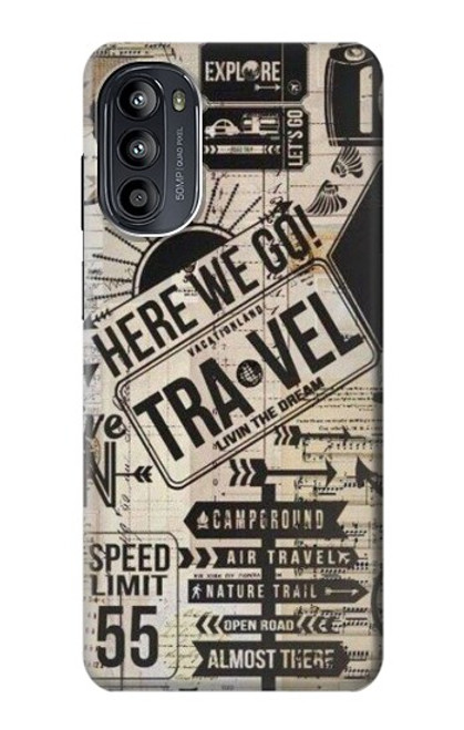W3441 Vintage Travel Hülle Schutzhülle Taschen und Leder Flip für Motorola Moto G52, G82 5G