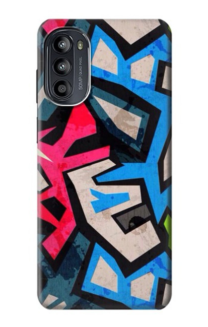 W3445 Graffiti Street Art Hülle Schutzhülle Taschen und Leder Flip für Motorola Moto G52, G82 5G