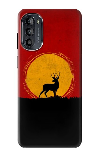 W3513 Deer Sunset Hülle Schutzhülle Taschen und Leder Flip für Motorola Moto G52, G82 5G