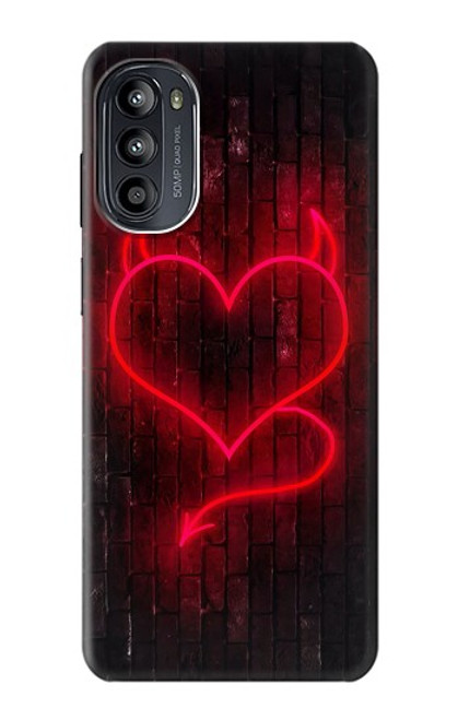 W3682 Devil Heart Hülle Schutzhülle Taschen und Leder Flip für Motorola Moto G52, G82 5G