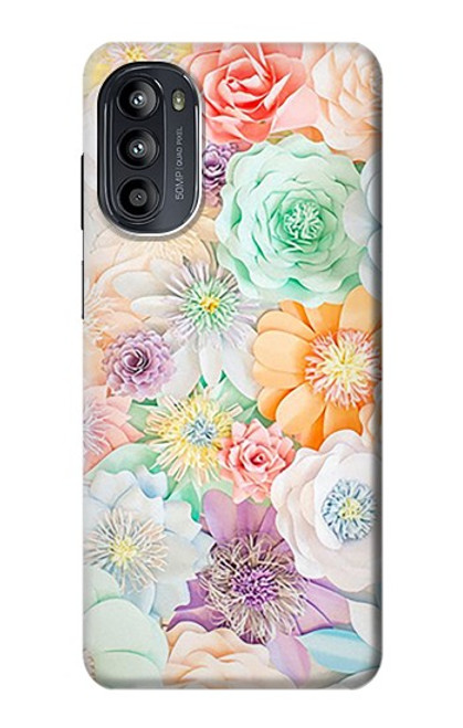 W3705 Pastel Floral Flower Hülle Schutzhülle Taschen und Leder Flip für Motorola Moto G52, G82 5G