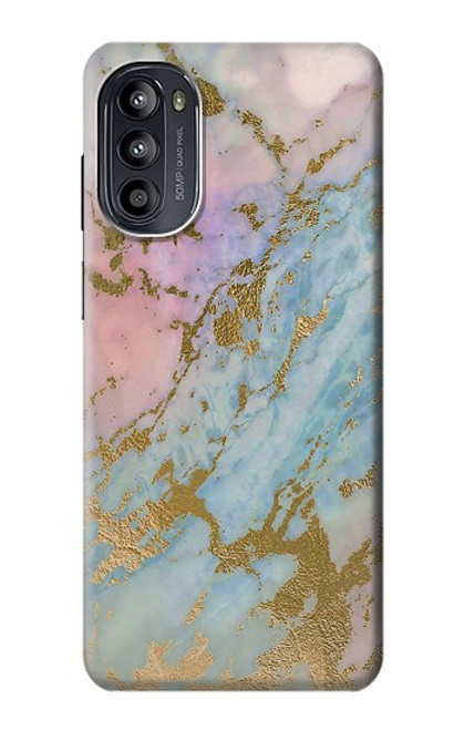 W3717 Rose Gold Blue Pastel Marble Graphic Printed Hülle Schutzhülle Taschen und Leder Flip für Motorola Moto G52, G82 5G