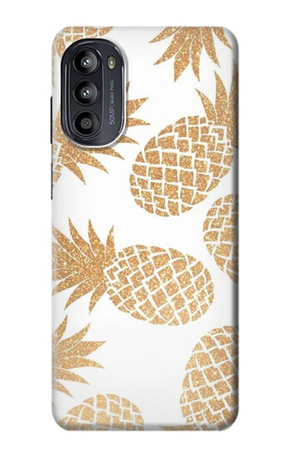 W3718 Seamless Pineapple Hülle Schutzhülle Taschen und Leder Flip für Motorola Moto G52, G82 5G
