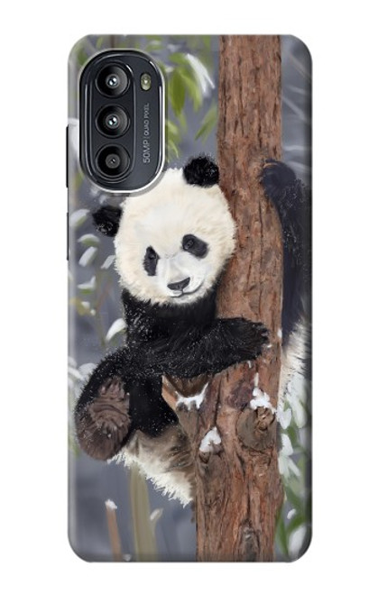 W3793 Cute Baby Panda Snow Painting Hülle Schutzhülle Taschen und Leder Flip für Motorola Moto G52, G82 5G