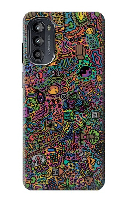 W3815 Psychedelic Art Hülle Schutzhülle Taschen und Leder Flip für Motorola Moto G52, G82 5G