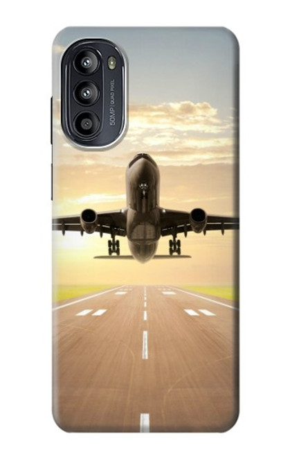 W3837 Airplane Take off Sunrise Hülle Schutzhülle Taschen und Leder Flip für Motorola Moto G52, G82 5G