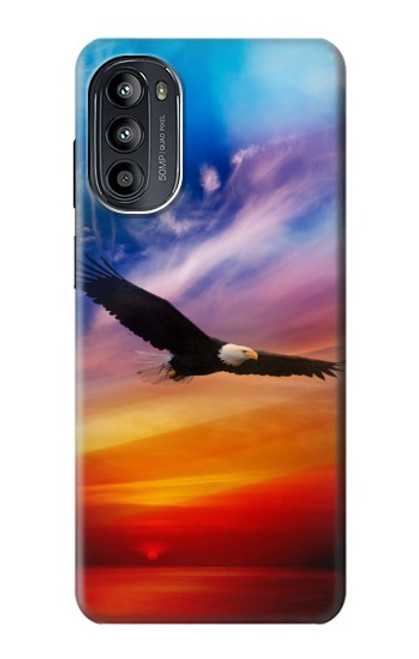 W3841 Bald Eagle Flying Colorful Sky Hülle Schutzhülle Taschen und Leder Flip für Motorola Moto G52, G82 5G