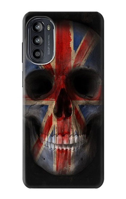 W3848 United Kingdom Flag Skull Hülle Schutzhülle Taschen und Leder Flip für Motorola Moto G52, G82 5G