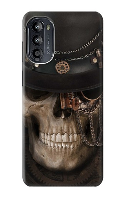 W3852 Steampunk Skull Hülle Schutzhülle Taschen und Leder Flip für Motorola Moto G52, G82 5G