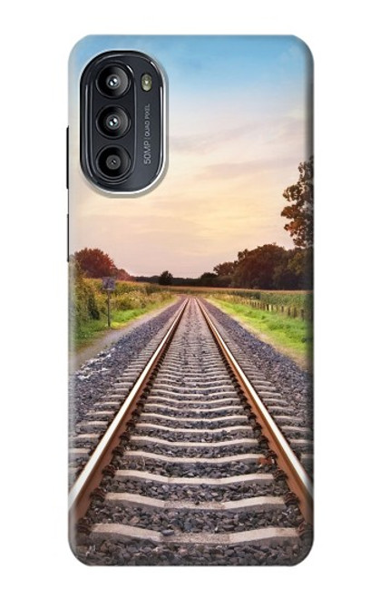 W3866 Railway Straight Train Track Hülle Schutzhülle Taschen und Leder Flip für Motorola Moto G52, G82 5G