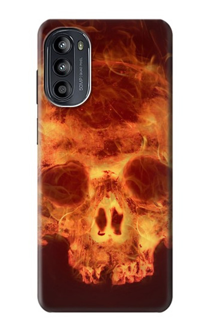 W3881 Fire Skull Hülle Schutzhülle Taschen und Leder Flip für Motorola Moto G52, G82 5G