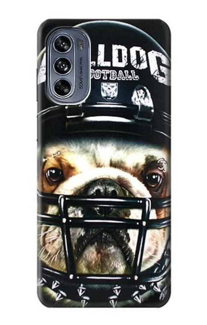 W0098 Bulldog American Football Hülle Schutzhülle Taschen und Leder Flip für Motorola Moto G62 5G
