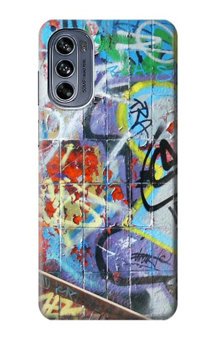 W0588 Wall Graffiti Hülle Schutzhülle Taschen und Leder Flip für Motorola Moto G62 5G