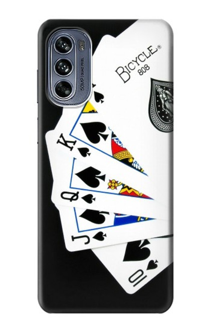 W1078 Poker Royal Straight Flush Hülle Schutzhülle Taschen und Leder Flip für Motorola Moto G62 5G