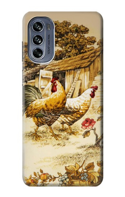W2181 French Country Chicken Hülle Schutzhülle Taschen und Leder Flip für Motorola Moto G62 5G