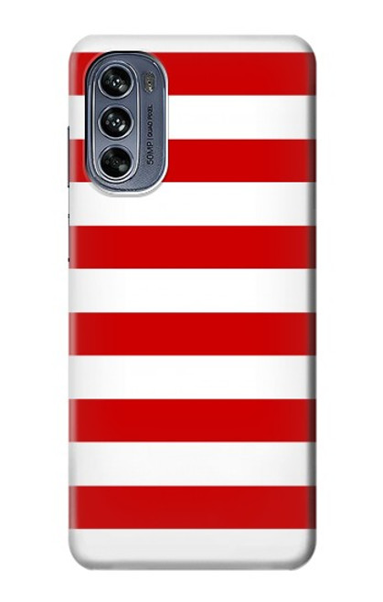 W2364 Red and White Striped Hülle Schutzhülle Taschen und Leder Flip für Motorola Moto G62 5G