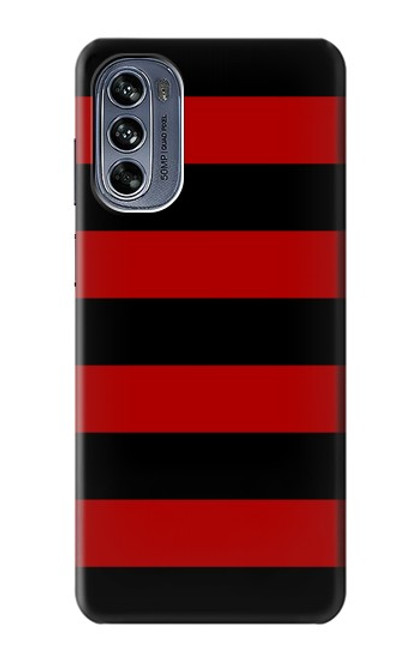 W2638 Black and Red Striped Hülle Schutzhülle Taschen und Leder Flip für Motorola Moto G62 5G