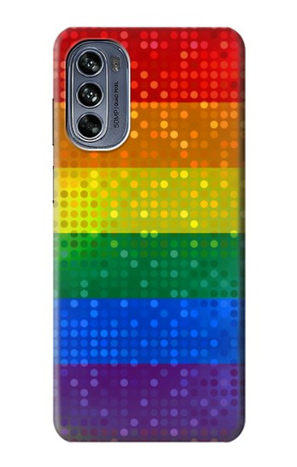W2683 Rainbow LGBT Pride Flag Hülle Schutzhülle Taschen und Leder Flip für Motorola Moto G62 5G