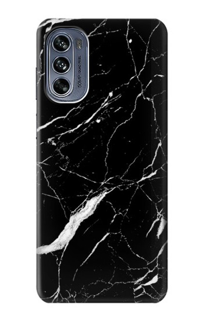 W2895 Black Marble Graphic Printed Hülle Schutzhülle Taschen und Leder Flip für Motorola Moto G62 5G