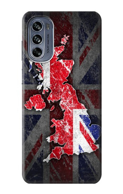 W2936 UK British Flag Map Hülle Schutzhülle Taschen und Leder Flip für Motorola Moto G62 5G
