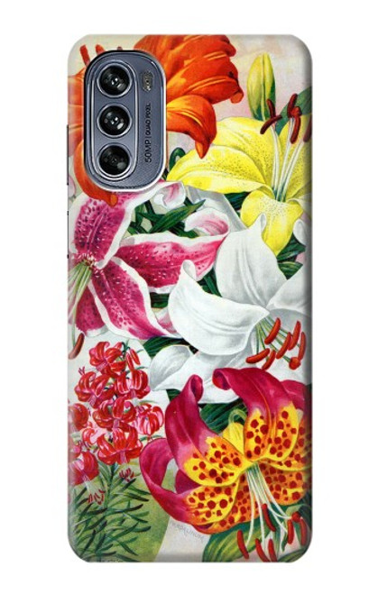 W3205 Retro Art Flowers Hülle Schutzhülle Taschen und Leder Flip für Motorola Moto G62 5G