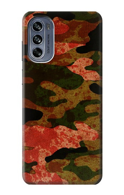 W3393 Camouflage Blood Splatter Hülle Schutzhülle Taschen und Leder Flip für Motorola Moto G62 5G