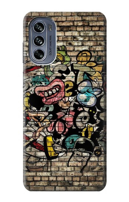 W3394 Graffiti Wall Hülle Schutzhülle Taschen und Leder Flip für Motorola Moto G62 5G