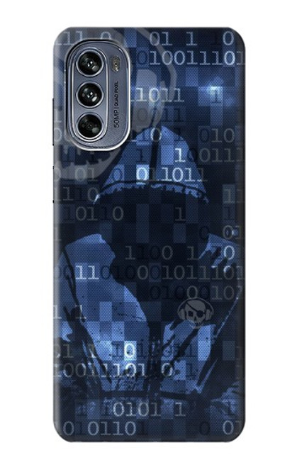 W3431 Digital Code Cyber Hacker Hülle Schutzhülle Taschen und Leder Flip für Motorola Moto G62 5G