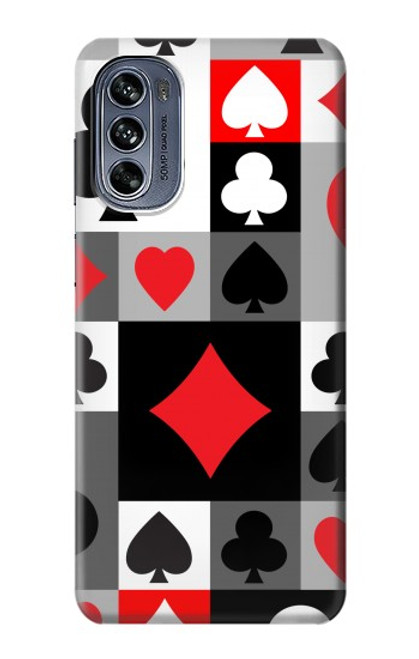 W3463 Poker Card Suit Hülle Schutzhülle Taschen und Leder Flip für Motorola Moto G62 5G
