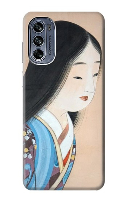 W3483 Japan Beauty Kimono Hülle Schutzhülle Taschen und Leder Flip für Motorola Moto G62 5G