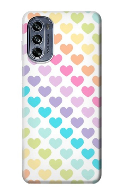 W3499 Colorful Heart Pattern Hülle Schutzhülle Taschen und Leder Flip für Motorola Moto G62 5G